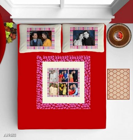 Personalized Photo Bedsheet Red Heart