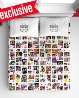 Personalized Bedsheet White Collage photos