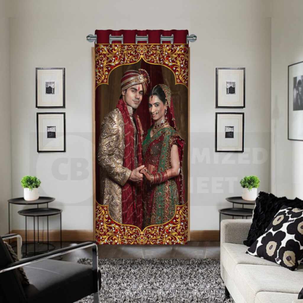 Custom Curtains Online Couple Just Married - Customized Photo Bedsheet