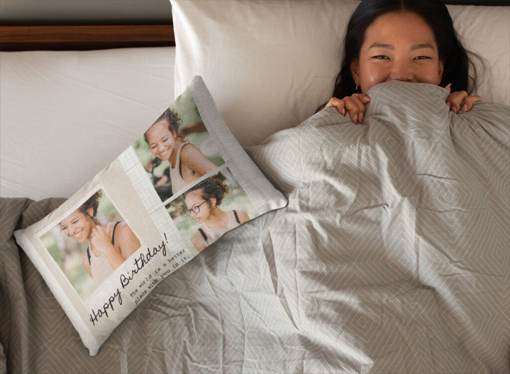 Custom bedsheet throw pillow sleep relieve stress