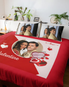Customised Bedsheet for Couple Valentine Anniversary Set