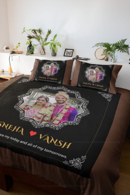 Couple Photo Print Bed Sheets